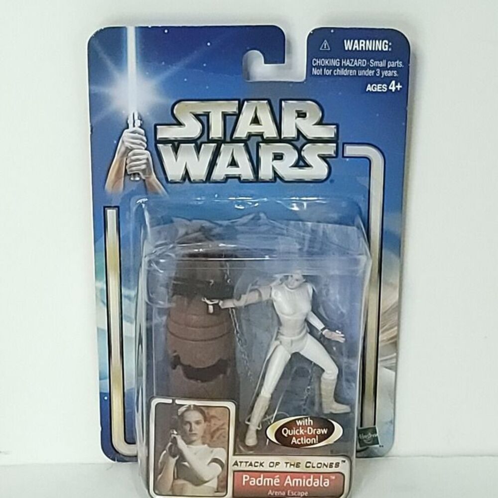 Star Wars Attack Of Clones Padme Amidala Arena Escape Action Figure Card Bent